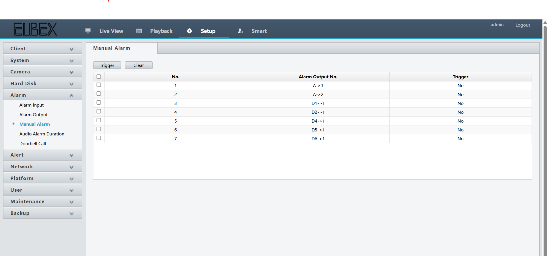 Uniview Alarm Configuration